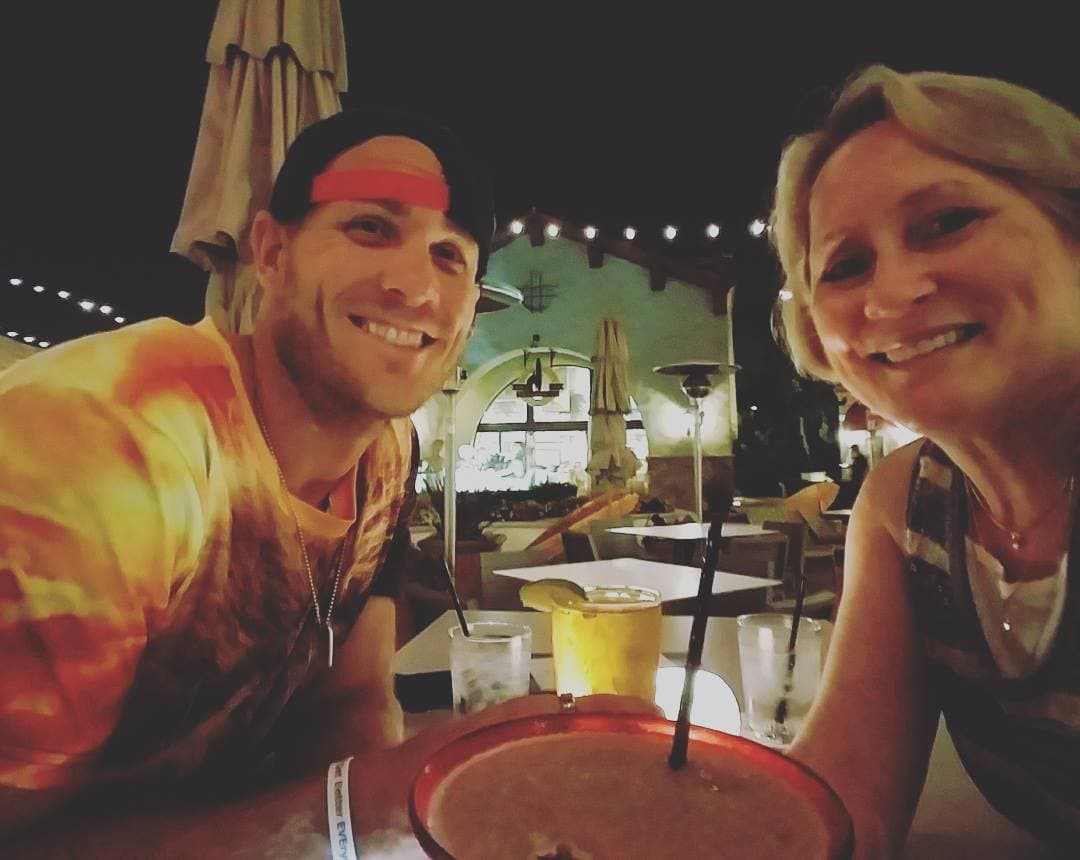 Isaac Hess and his aunt Pam at dinner in Huntington Beach, 2017