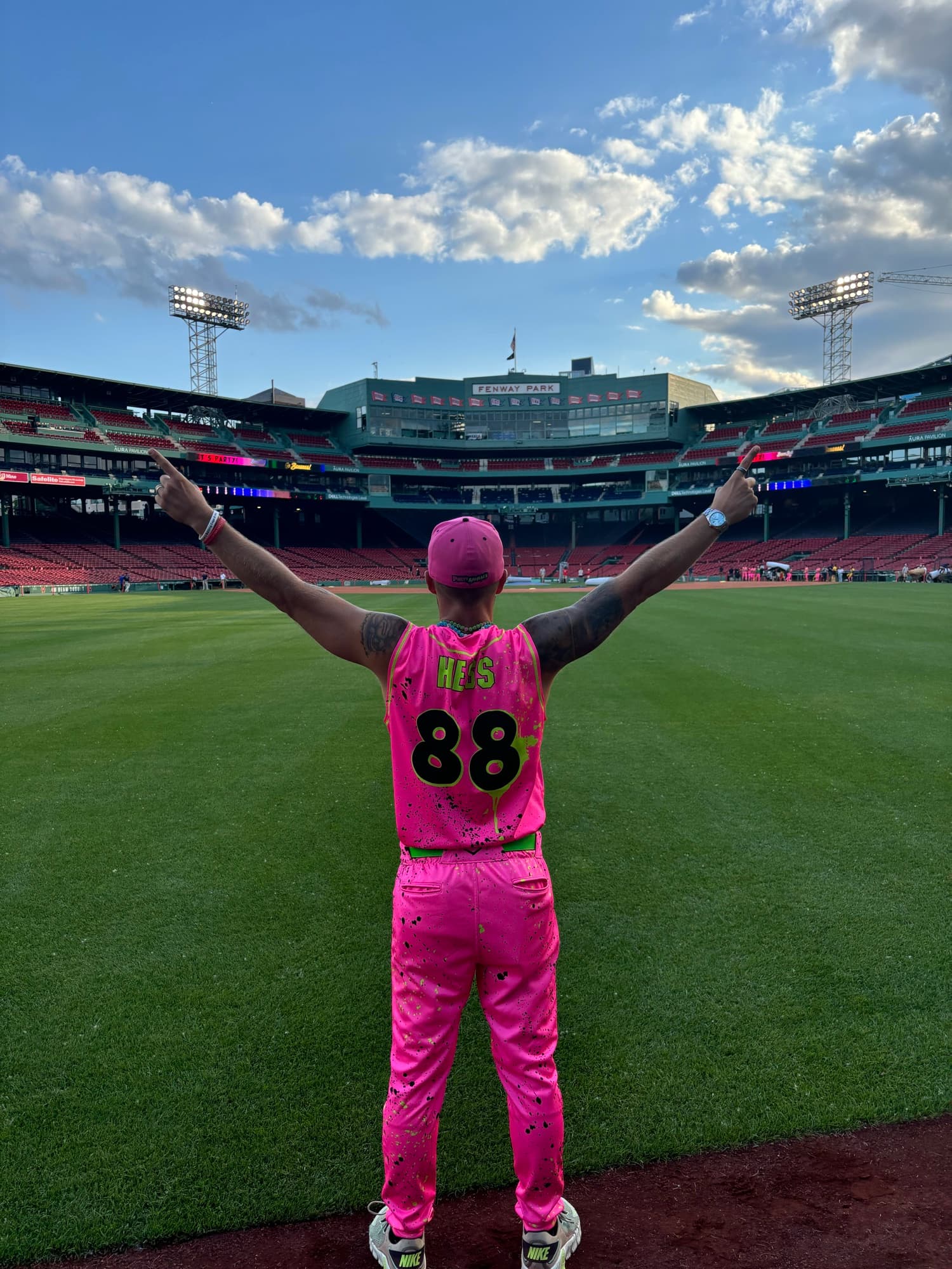 Isaac Hess with the Party Animals at Fenway Park