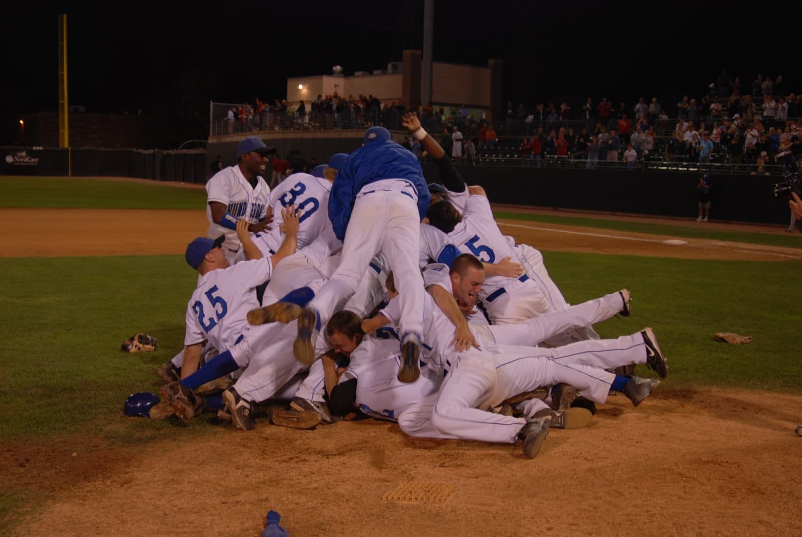 The ThunderBolts dogpile after the 2007 championship